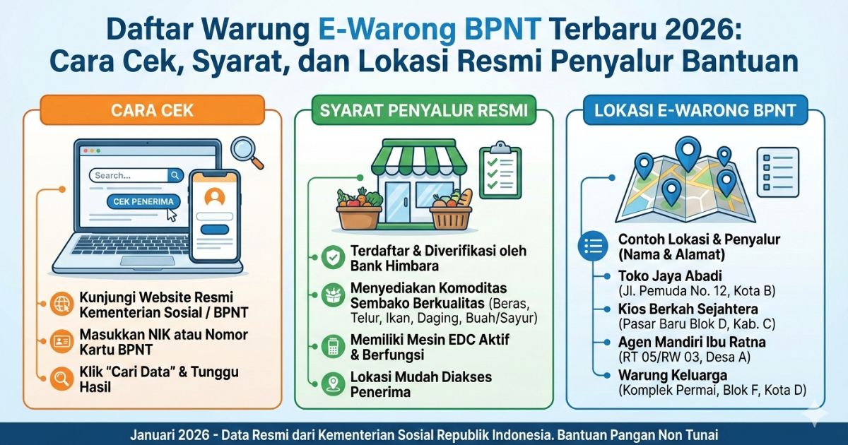 Daftar Warung E-Warong BPNT Terbaru 2026 Cara Cek, Syarat, dan Lokasi Resmi Penyalur Bantuan