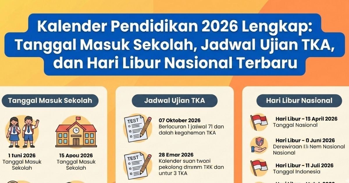 Kalender Pendidikan 2026 Lengkap: Tanggal Masuk Sekolah, Jadwal Ujian TKA, dan Hari Libur Nasional Terbaru