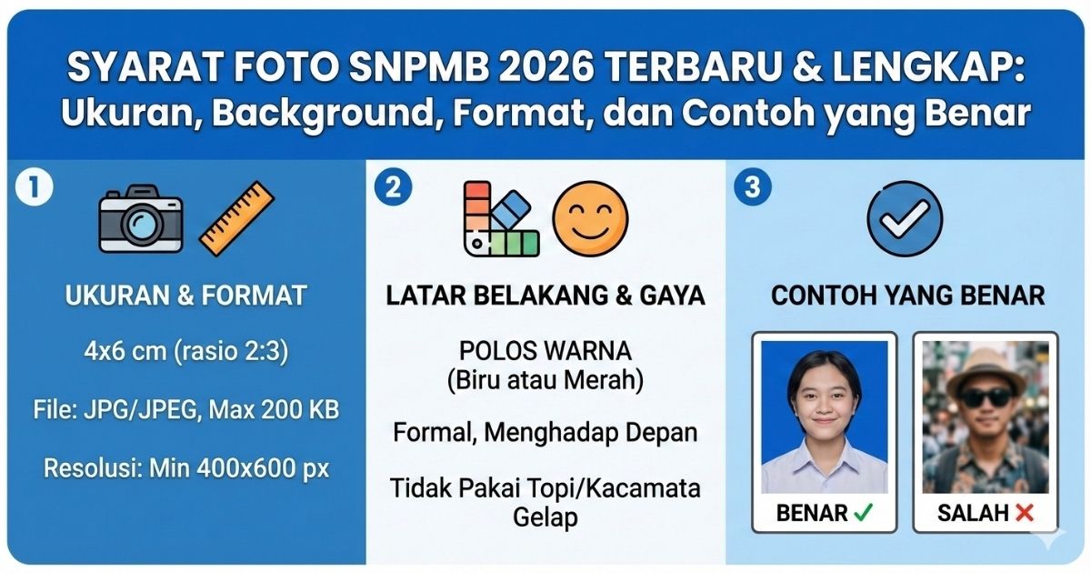 Syarat Foto SNPMB 2026 Terbaru & Lengkap: Ukuran, Background, Format, dan Contoh yang Benar